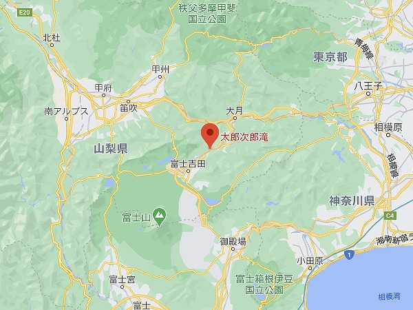 太郎次郎滝のグーグルマップ